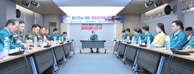 홍준표 대구시장이 14일 대구지역 통합방위협의회를 주재하고 있다. 대구시 제공