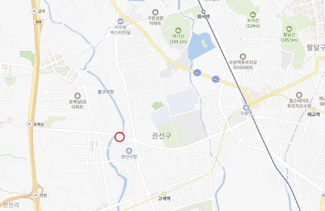 20일 오전 8시 25분 12초쯤 수원시 권선구 북북서쪽 0km 지역에서 규모 1.3의 지진이 발생했다. 구글맵