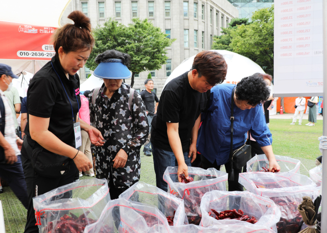 지난해 서울광장에서 개최된 영양고추 H.O.T 페스티벌에서 소비자들이 영양고추를 구입하고자 부스를 찾은 모습. 영양군 제공
