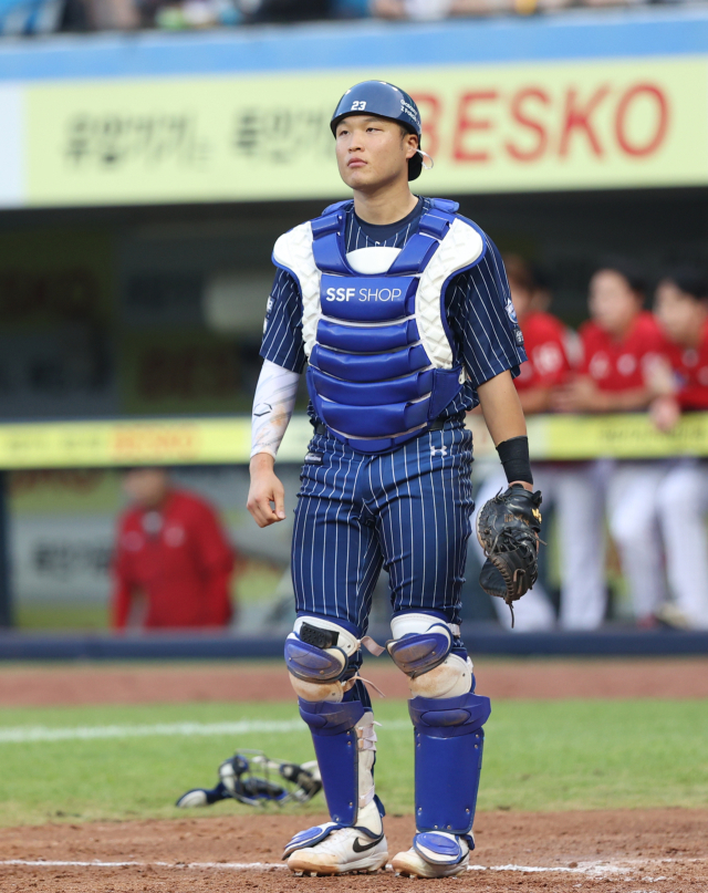 삼성 라이온즈의 포수 이병헌. 삼성 제공