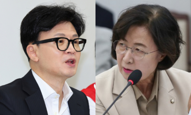 한동훈 국민의힘 대표, 추미애 더불어민주당 의원. 연합뉴스