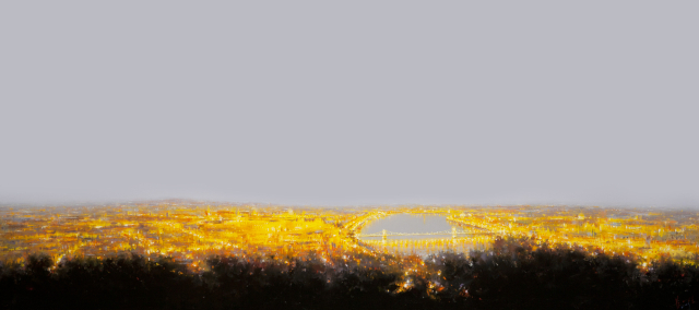 김성호, 새벽-부다페스트(헝가리), oil on canvas, 200x90.9cm, 2023