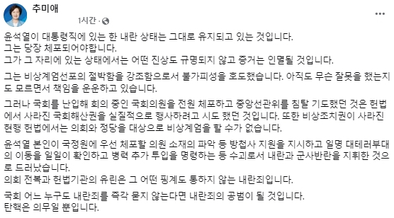 추미애 더불어민주당 국회의원 페이스북