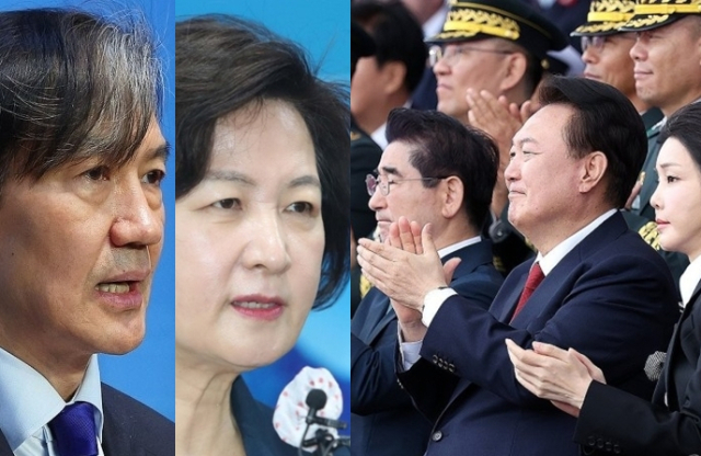 조국 조국혁신당 대표, 추미애 더불어민주당 국회의원, 김용현 전 국방부 장관, 윤석열 대통령. 연합뉴스