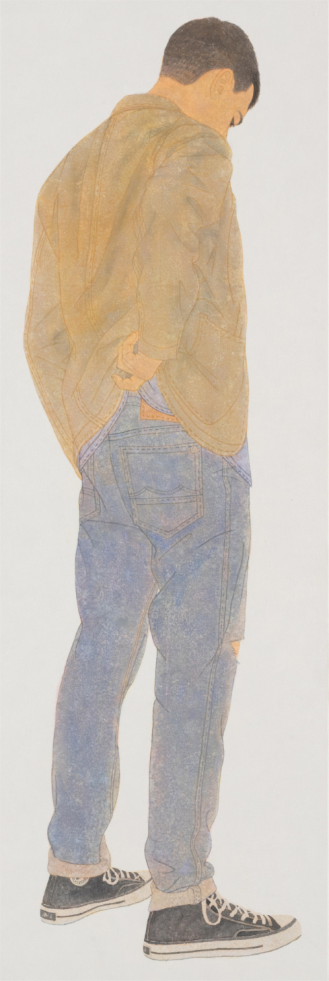 우덕하, 사람들, 91X33cm, 한지에 채색, 2021