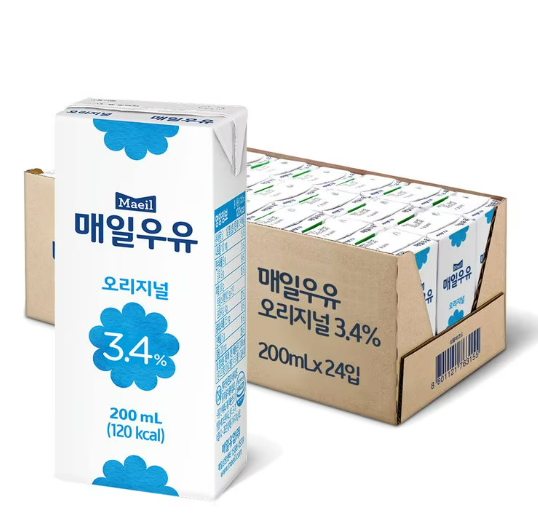 매일우유 오리지널(멸균) 200㎖ 제품. 매일유업 홈페이지