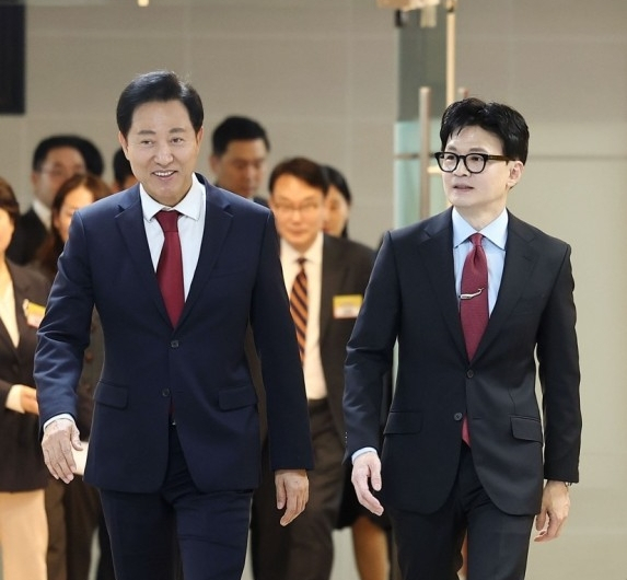 오세훈 서울시장, 한동훈 국민의힘 대표. 연합뉴스