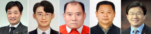 대구시 제48회 자랑스러운 시민상 수상자로 대상 1명, 본상 3명, 특별상 1명 등 수상자 5명을 선정했다.왼쪽부터 대상 수상자인 박세호 대구시치과의사회 회장,본상 수상자인 김원빈 씨,김종완 씨,조정태 씨,특별상에 송준기 전 대한적십자사 대구시지사 회장. 대구시 제공