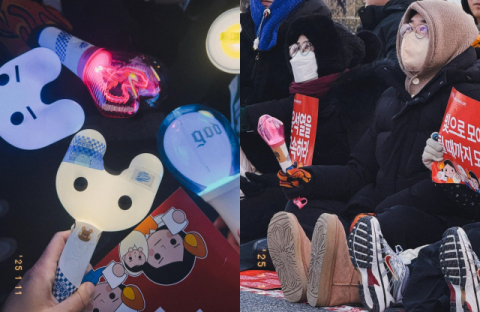 '소녀시대' 응원봉 다시 든 박찬대…'뉴진스''GOD' 응원봉도 포착