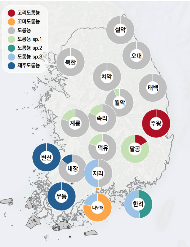 도롱뇽 서식 분포. 주왕산국립공원사무소 제공