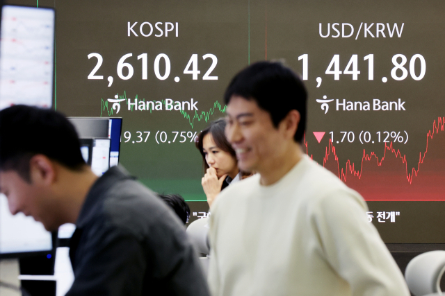 코스피가 석 달 반 만에 2,610대를 회복한 17일 오후 서울 중구 하나은행 딜링룸 현황판에 코스피 종가가 표시돼있다. 이날 코스피 지수는 전장보다 19.37포인트 오른 2,610.42로 거래를 마쳤다. 코스피 지수가 종가 기준 2,610선을 넘어선 것은 지난해 10월 29일 이후 약 3개월 반 만이다. 이날 코스닥 지수는 전장보다 12.16포인트 오른 768.48로 장을 마감했다. 연합뉴스
