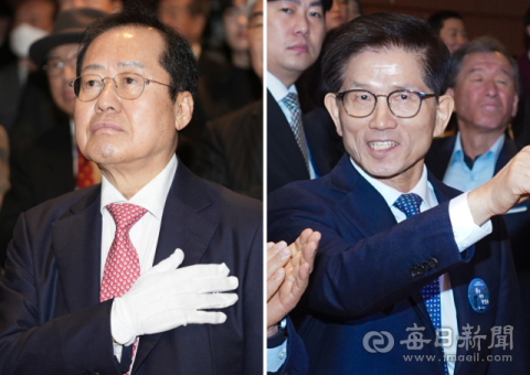 [포토뉴스] 홍준표·김문수, 대권 잠룡들의 만남