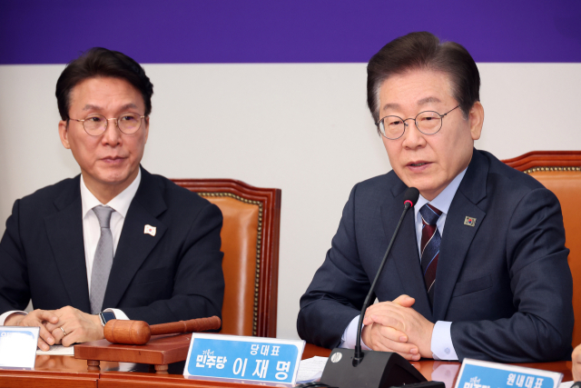 더불어민주당 이재명 대표가 7일 서울 여의도 국회에서 열린 최고위원회의에서 발언하고 있다. 연합뉴스