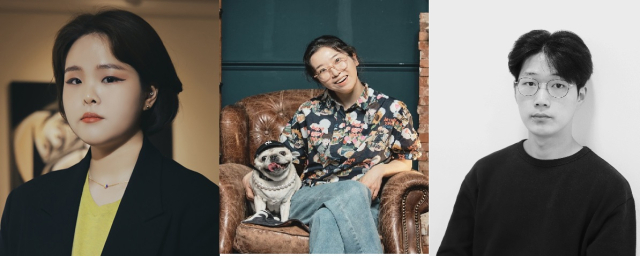 아트리움모리의 레지던시 유촌창작스튜디오 2기 입주작가. 최우영, 유지혜, 임도 작가(왼쪽부터). 아트리움모리 제공