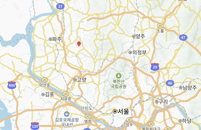 경기 파주시 조리읍 장곡리 83-8 위치. 산림청