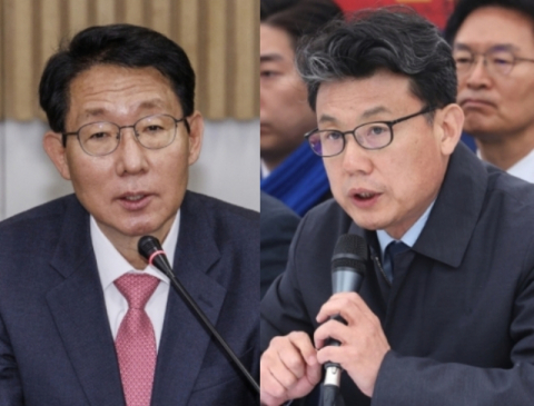 김상훈 국민의힘 정책위의장, 진성준 더불어민주당 정책위의장. 연합뉴스