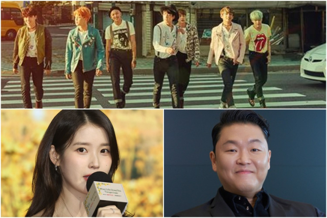 방탄소년단, 아이유, 싸이.