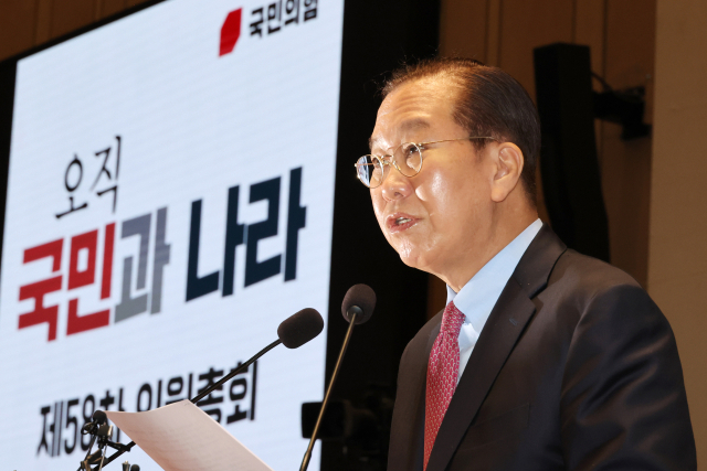 국민의힘 권영세 비상대책위원장이 2일 국회에서 열린 의원총회에서 발언하고 있다. 연합뉴스