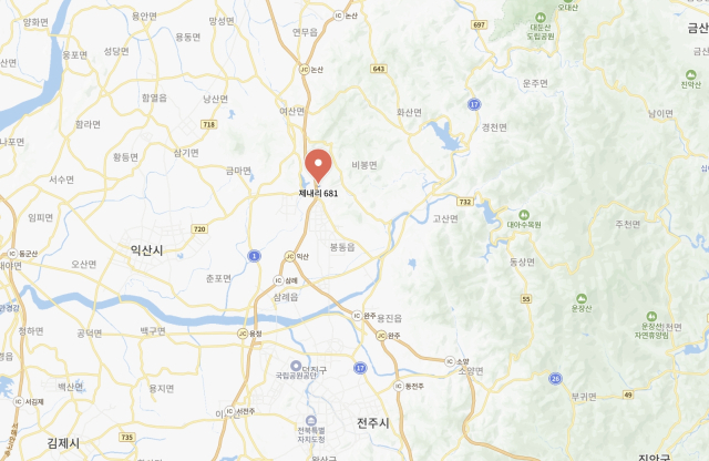 전북 완주군 봉동읍 제내리 681 위치. 네이버 지도