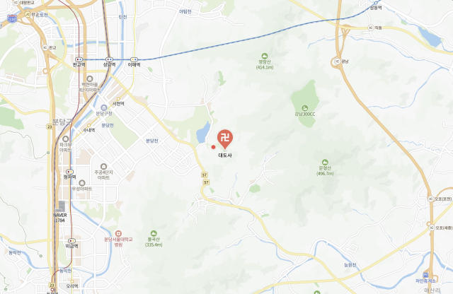 경기 성남시 분당구 율동공원 대도사 위치. 네이버 지도