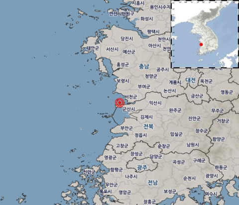 군산·서천 앞바다 5일 오전 연쇄 지진 발생