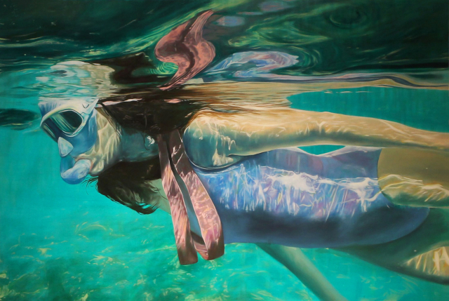 오윤경, 스노쿨링,130.3x193.9cm, oil on canvas, 2024