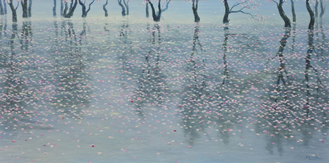 장태묵, 목인천강-꽃피다, 130x63cm, 2024