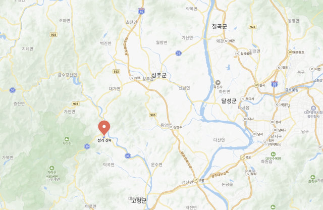 경북 성주군 수륜면 성리 산4 위치. 네이버 지도