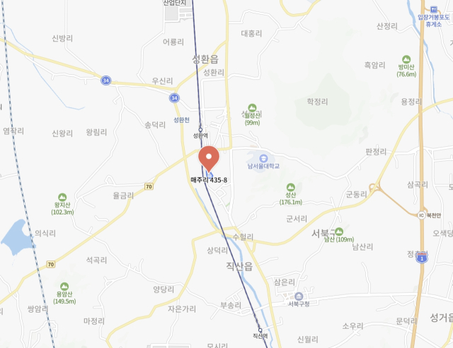 충남 천안시 서북구 성환읍 매주리 435-8 동성중학교 위치. 네이버 지도