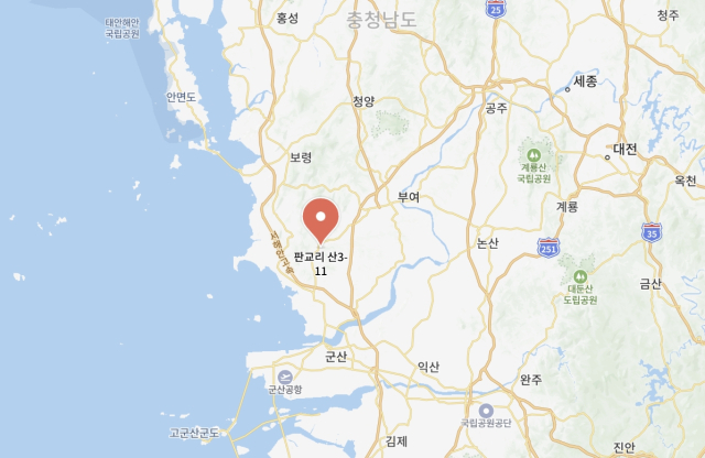 충남 서천군 판교면 판교리 산3-11 위치. 네이버 지도