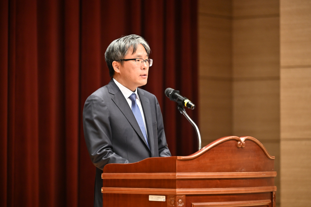 14일 오전 취임사를 밝히고 있는 김진식 대구환경청 신임 청장. 대구환경청 제공