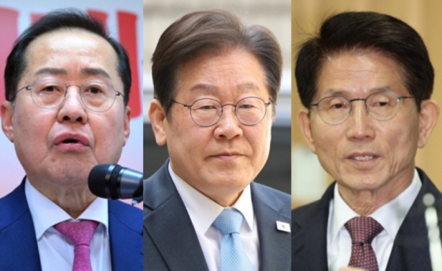 홍준표 전 대구시장, 이재명 전 더불어민주당 대표, 김문수 전 고용노동부 장관