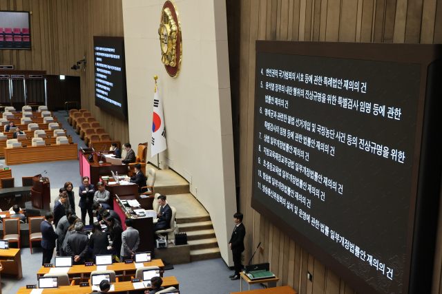 17일 국회 본회의에서 상법 개정안과 내란·명태균 특검법 등 재의요구 안건에 대한 개표가 진행되고 있다. 연합뉴스