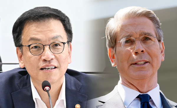 최상목 경제부총리(왼쪽)와 미 스콧 베센트 재무장관. 연합뉴스