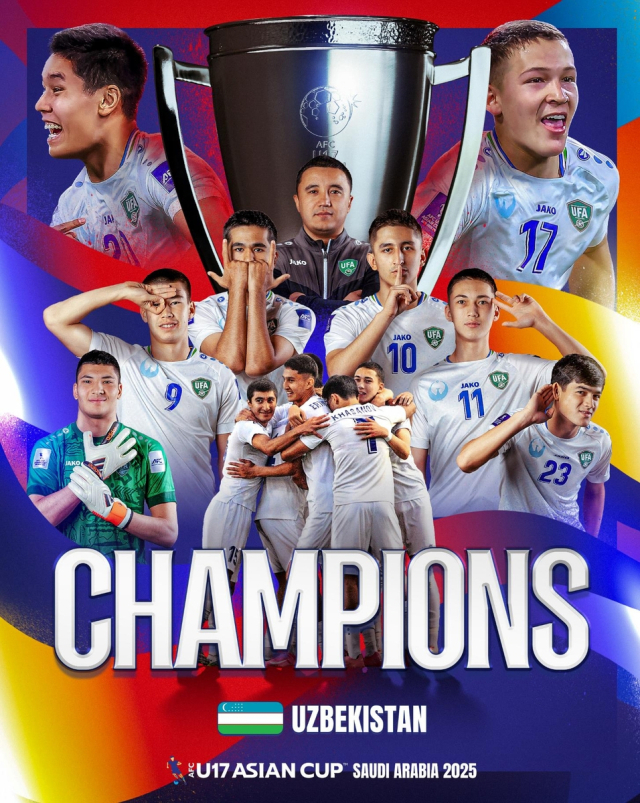 2025 U-17 아시안컵 정상에 오른 우즈베키스탄. AFC 제공