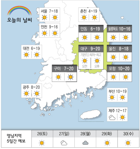[날씨] 4월 25일(금) 