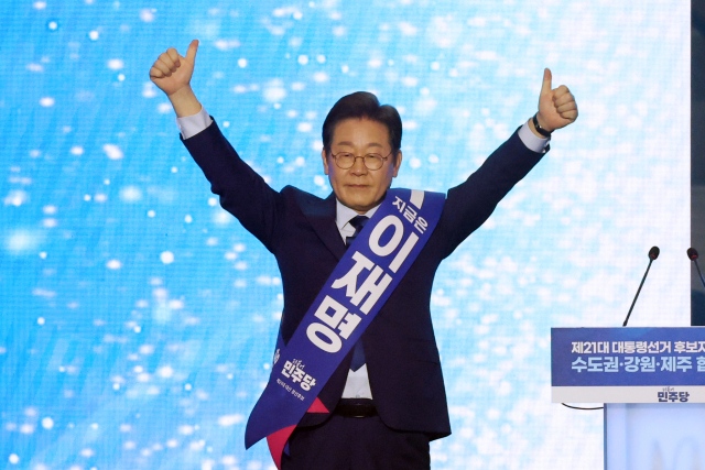 더불어민주당 이재명 대선 경선 후보가 27일 경기 고양시 킨텍스에서 열린 