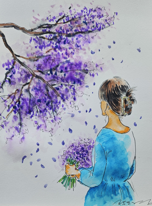 그가 출장에서 돌아오는 날. 시인 겸 화가 곽도경 그림