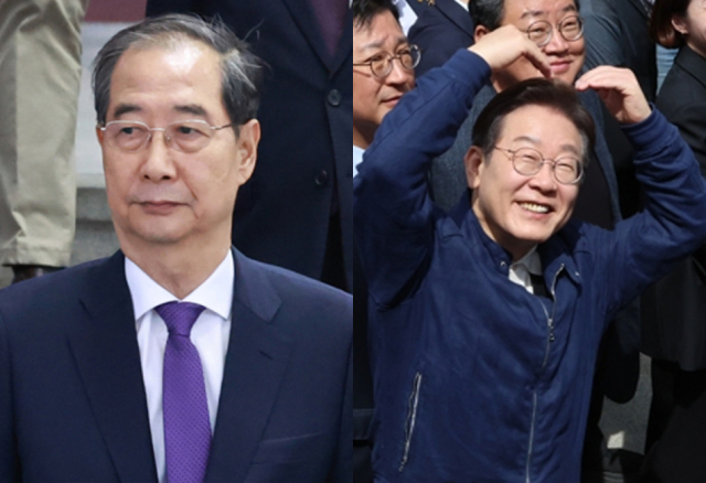 한덕수 전 국무총리, 이재명 더불어민주당 대선 후보. 연합뉴스