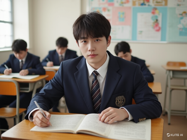 AI가 생성한 한국 중학생 모습. kling AI 사용.