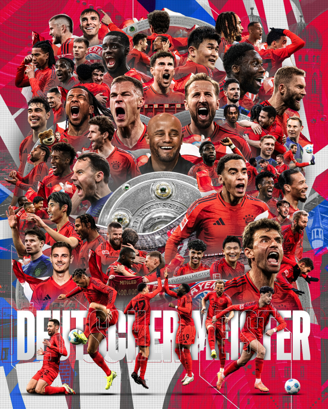 바이에른 뮌헨이 5일 독일 프로축구 분데스리가 우승을 확정한 뒤 사회관계망서비스(SNS)에 올린 기념 이미지. 뮌헨 SNS 제공