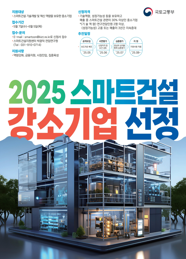 2025년 스마트건설 강소기업 20곳 모집. 국토교통부 제공