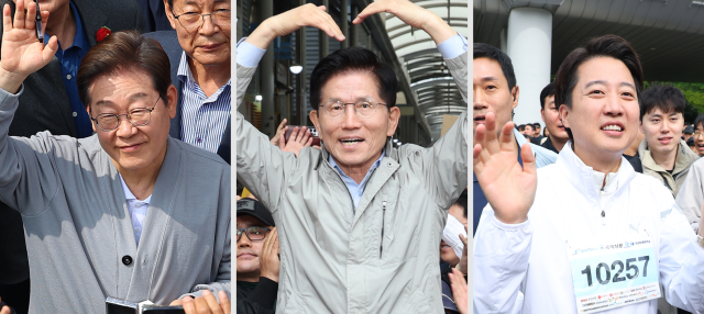 (사진 왼쪽부터) 이재명 더불어민주당 대선 후보, 김문수 국민의힘 대선 후보, 이준석 개혁신당 대선 후보. 연합뉴스