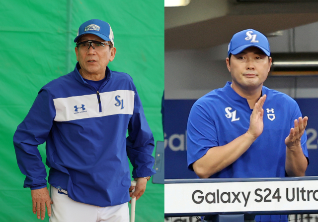 삼성 라이온즈의 최일언 신임 1군 수석코치(왼쪽)와 퓨처스 감독이 된 정대현 수석코치. 삼성 제공