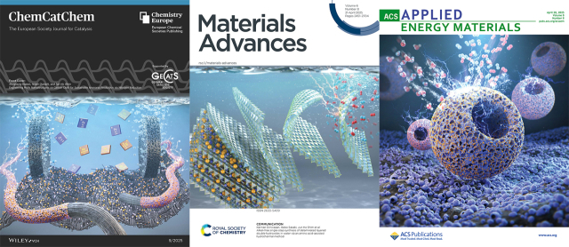 각 저널 표지 이미지. 왼쪽부터 ChemCatChem, Materials Advances, ACS Applied Energy Materials 등의 순서. 대구대 제공