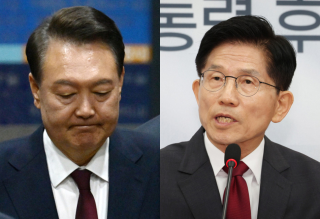 윤석열 전 대통령, 김문수 국민의힘 대선 후보. 연합뉴스