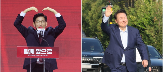 지지율 30%대 갇힌 김문수, 尹 못 끊나 안 끊나<br />
