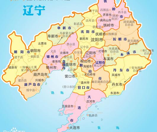 중국 요녕성 지도, 요녕성 동쪽 무순시, 요양시, 해성시, 개주시 일대에 고구려 성들이 있었고, 반도사학은 이곳을 고-당전쟁의 격전지로 보고 있다.