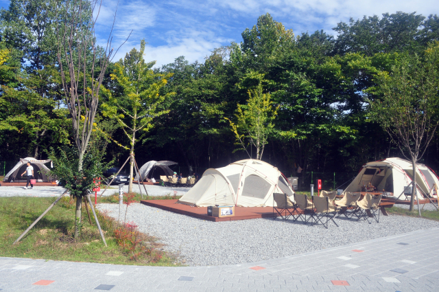 경북교육청이 구 대덕중학교 증산분교장을 개조해 조성한 김천오토캠핑장의 모습. 경북교육청은 폐교를 자연 친화적인 캠핑 시설로 탈바꿈시켜 교육가족과 경북도민들이 저렴하게 이용할 수 있도록 제공하고 있다. 경북교육청 제공