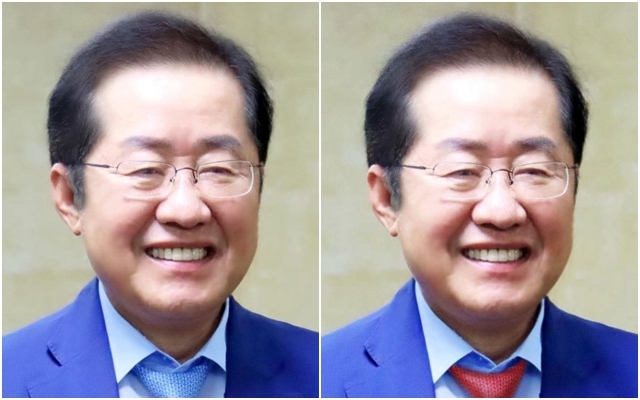 홍준표 전 대구시장이 19일 페이스북 프로필 사진을 푸른색 넥타이를 한 사진으로 바꿨다가 4시간 만에 붉은색 넥타이로 바꿨다.